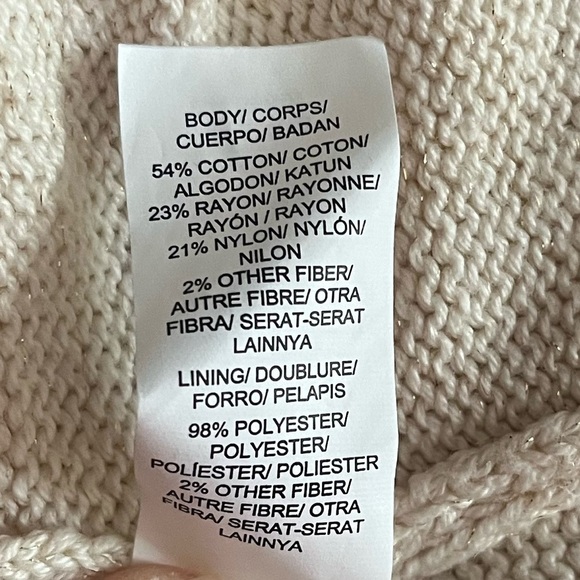 Lucky Brand Split Back Sweater Beige & Gold - Picture 6 of 7